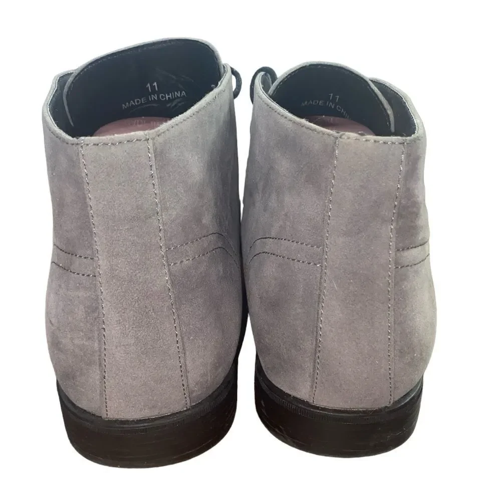 ASOS Design Mens Sz 11 Grey Soft Faux Lace Pull On Almond Toe Suede Chukka Boots